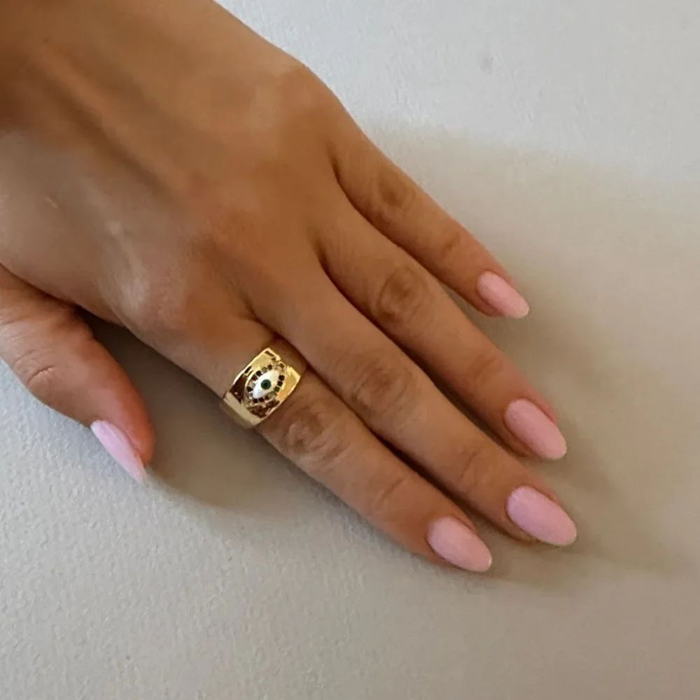 Gold Evil Eye Ring A1636 - Picture 3 of 5
